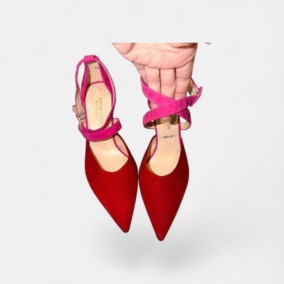 Peter Kaiser lipstick Berry suede Schwarz lines heels size 8 - Picture 3 of 14